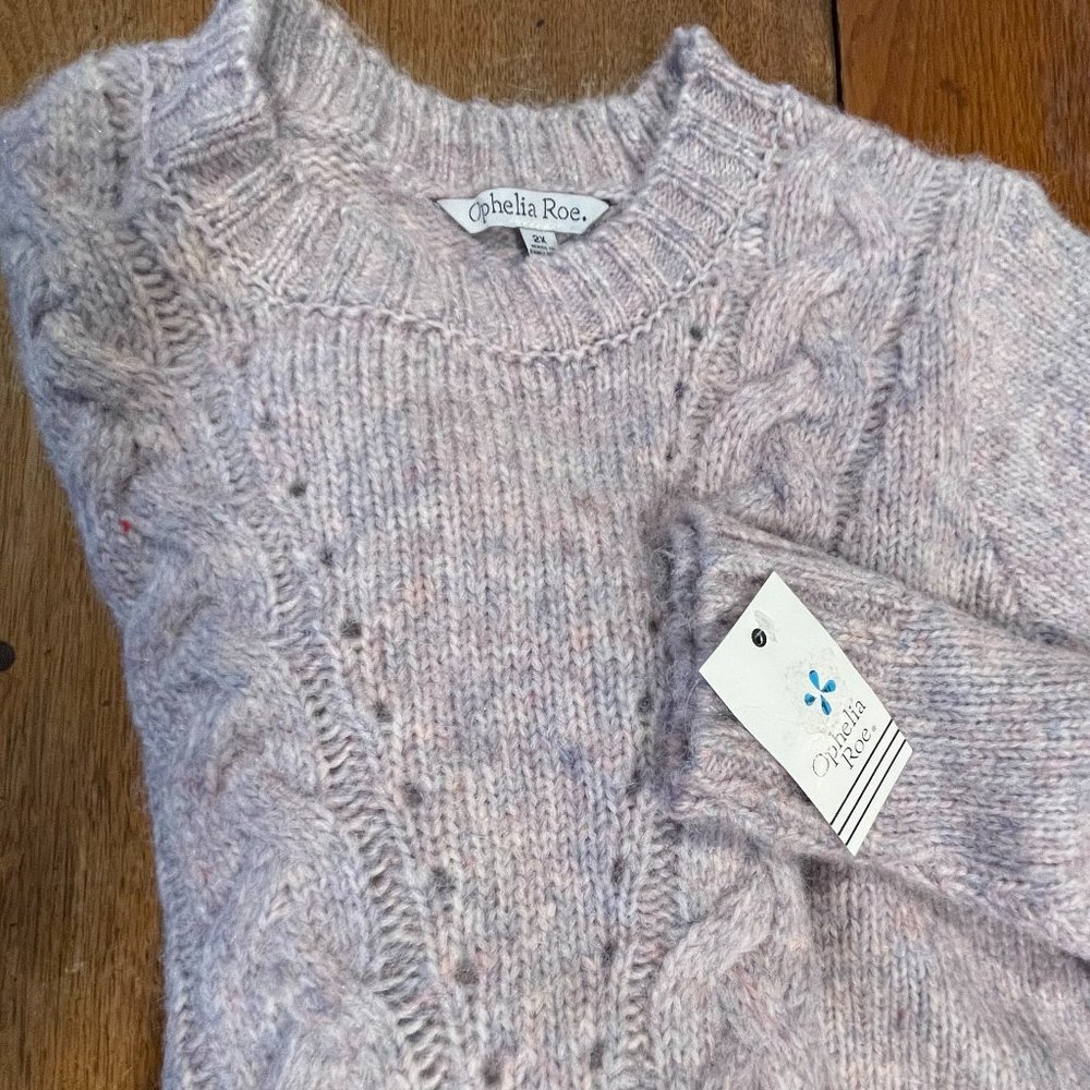 Cozy New Lavendar Cable Knit Sweater, With Tags - Picture 3 of 4